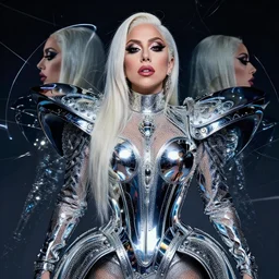 ladygaga by wlop, wearing a costume by ilya kuvshinov, rtx reflections, octane 1 2 8 k, extreme high intricate details, digital abstract art by ross tran, medium shot, close up shot, composition by sana takeda, lighting by greg rutkowski