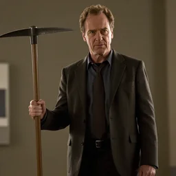 Bryan Cranston as Gordon Freeman, holding a crowbar, still from a movie