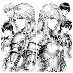 symmetrical portrait of blonde female paladin, pen and ink, black and white, intricate line drawings in style by John Harris, Tsutomu Nihei, Emil Melmoth, Craig Mullins, yoji shinkawa, artstation, pete morbacher, in style of Charlie bowater, Peter Mohrbacher, Marc Simonetti, Ian McQue, Kentaro Miura, hyper detailed, cinematic, 8k