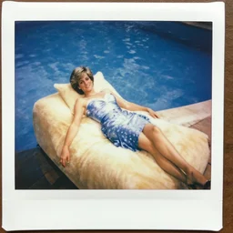 found polaroid photo of princess diana laying out by the pool