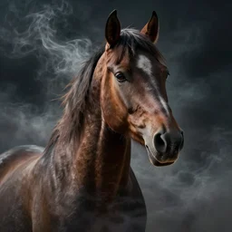 the horse spirit the movie portrait, movie poster, 8 k, trending on artstation, octane render, volumetric smoke and shadows