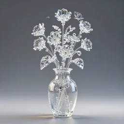 a vase of crystal flowers, subsurface scattering, octane render
