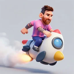 Messi riding a rocket from clash royale
