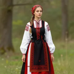 a woman wearing traditional Polish dress, digital art