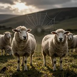 sheep as part of a spider web