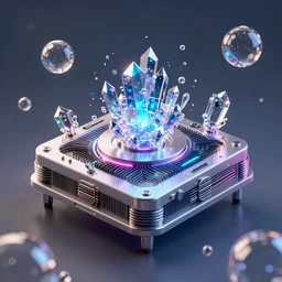 epic 3 d, biodegradable gpu controlled by telepathic hackers, liquid, bubbles, crystals, houdini sidefx, perfect render, artstation trending, by jeremy mann, tsutomi nihei and ilya kuvshinov