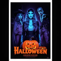 Halloween (1978), Psychedelic velvet black light poster, Wes Wilson, Bonnie Maclean, Greg Irons, highly detailed