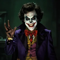 bob ross as the riddler from batman arkham asylum, still from the movie, horror, terrifying, dark lighting