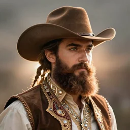 bearded cowboy, persian folkore illustration