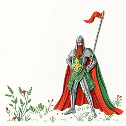 sir gawain and the green knight. a 2 4. flat cozy paper style