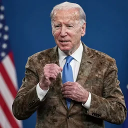 joe biden begging people for money because he's poor wearing a dirty brown suit