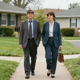 a 5 0's detective coming home, residential neighborhood