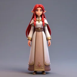 portrait character design an elven priestess with red hair, style of maple story and arcane, 3 d animation demo reel, portrait studio lighting by jessica rossier and brian froud and gaston bussiere,