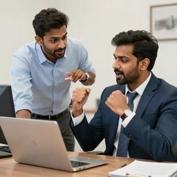 vinod is making fun of his boss for working