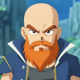 angriestpat in xenoblade chronicles, bald with orange beard