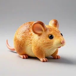 bread shaped like a rat, food photography, studio lighting, delicious