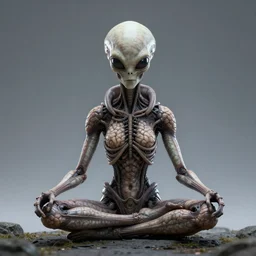 alien brainsucker warrior meditating in a beautiful place, view from distance, perfect face, fine details, studio lighting, subtle shadows, art by katsuya terada, photorealism, hyper realism, octane render, hyper detailed, canon eos r 3, f / 1. 4, iso 2 0 0, 1 / 1 6 0 s, medium shot, 8 k, raw, unedited, in - frame,