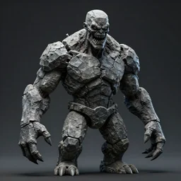 a portrait of a dark scary sharp hard cracking man made of stone as a monster, octane render, digital art
