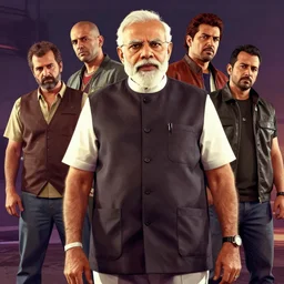 Narendra Modi in GTA 5, concept art by James Gurney and Zdislaw Beksinski and Dariusz Zawadski and Greg Rutkowski and Jeffrey Smith, dramatic lighting, ultra HD, HDR, 8k