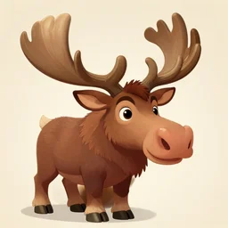 beautiful detailed cute character design of a cartoon antlered moose, tlk, tlk, in the style of'the jungle book'profile pic. deviantart adoptable, style of maple story and zootopia, portrait studio lighting by jessica rossier and brian froud in the style of disney balto, artstation deviantart alphonse mucha moose