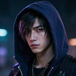cyberpunk close - up short of vi from arcane with hoodie