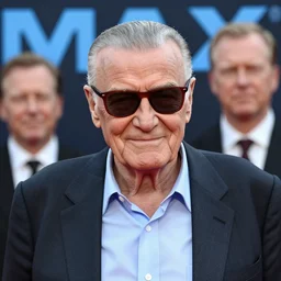 close-up of Stan Lee as a detective in a movie directed by Christopher Nolan, movie still frame, promotional image, imax 70 mm footage