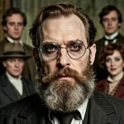 detailed portrait of bearded jermaine clement in wireframe glasses, cursed, 1 9 5 0's, scruffy man, magnificent, photographic realistic background, by james gilleard, by joe fenton, by kaethe butcher, trending on instagram, award winning details