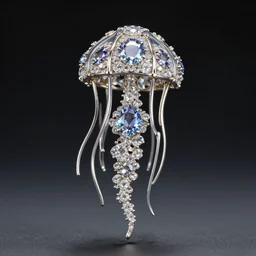 detailed jewel figurine depicting a faerie jellyfish, made by faberge. macro photography.