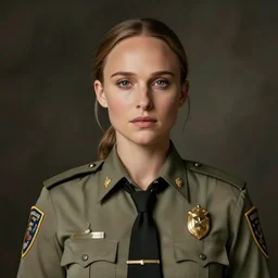 full size persona, female sheriff, beauty face by natalie portman, trending by artstation