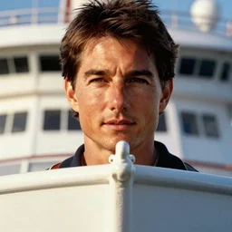 tom cruise's face in the front of a cruise boat