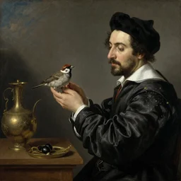 a sparrow by diego velazquez and francisco de goya , oil painting