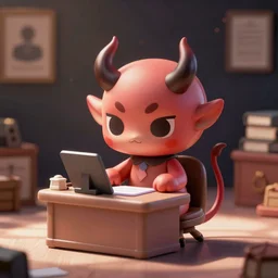 cute pvc figure of an adorable demon from the depths of hell who works at the accountancy department