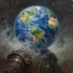 concept art of last selfie on earth, very detailed, volumetric light, mist, grim, fine art, decaying, textured oil over canvas, epic fantasy art, very colorful, ornate, anato finnstark