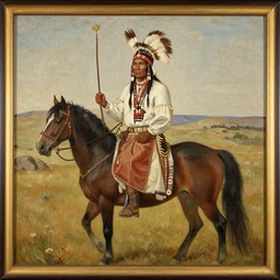 old antique painting of an apache warrior