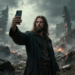 god takes a selfie from the end of the world, apocalyptic, Artstation
