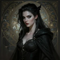 a beautiful cinematic female Necromancer Sorceress goddess of death, fantasy magic, undercut hairstyle, dark light night, intricate, elegant, sharp focus, illustration, highly detailed, digital painting, concept art, matte, art by WLOP and Artgerm and Greg Rutkowski and Alphonse Mucha, masterpiece