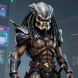a portrait of the predator fantasy character portrait, ultra realistic, cinematic, concept art, wide angle, intricate details, hologram, highly detailed by boris vallejo