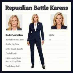 character sheet for blonde republican battle karens