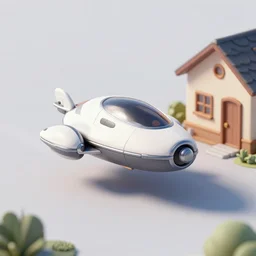 a small spaceship that has landed next to a house, from a space themed point and click 2 d graphic adventure game, art inspired by thomas kinkade and bob ross