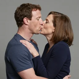 mark zuckerberg and sheryl sandberg kissing, in love, trending on artstation