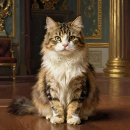 a portrait of a royal cat in a palace room by george stubbs