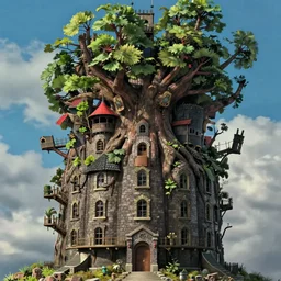realistic close up still from howl's moving castle ( 2 0 0 4 ) of a prison. a giant tree is growing out of it. hq, depth of field.