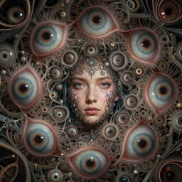 inside a fractal of eyes fantasy character portrait, ultra realistic, wide angle, intricate details, blade runner artifacts, highly detailed by peter mohrbacher, boris vallejo, hajime sorayama aaron horkey, gaston bussiere, craig mullins