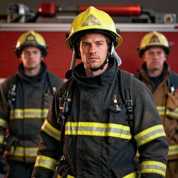 portrait of fireman, 8 k uhd, unreal engine, octane render in the artstyle of finnian macmanus, john park and greg rutkowski