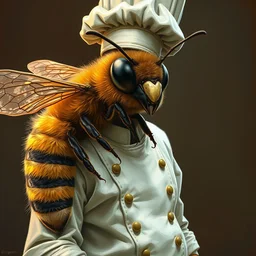 bee in chef attire, very sharp, detailed, high quality, by greg rutkowski, artgerm