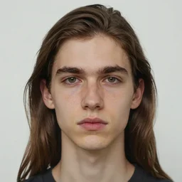 portrait of a young man, long face, brown hair, cut hair, no glasses, detailed, hyperrealistic, realistic, symmetrical, by anato finnstark, by alena aenami, by john harris, by ross tran, by wlop, by andreas rocha