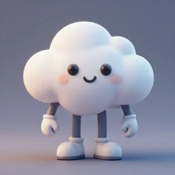 anthropomorphic cloud character made in 3 d, collectable statue, octane render, friendly face