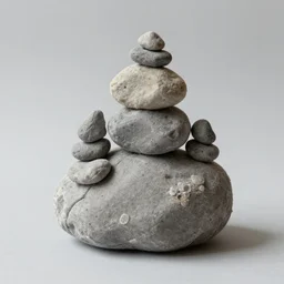 a detailed well made handmade plush toy of a rock cairn.