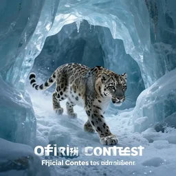 riding the snow leopard into the translucent ice caves. melancholy undertones, high fantasy art official contest submission 3 8 4 0