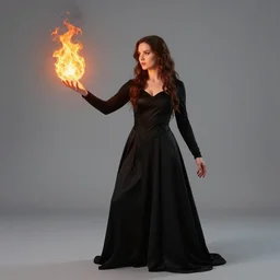 Who : a sorceress with black clothes casting a fire ball; Physical : Ella Knox & Beverly Paige exact same body ; IMPORTANT : Hearthstone official epic splash art, symmetrical, award winning, trending on Artstation